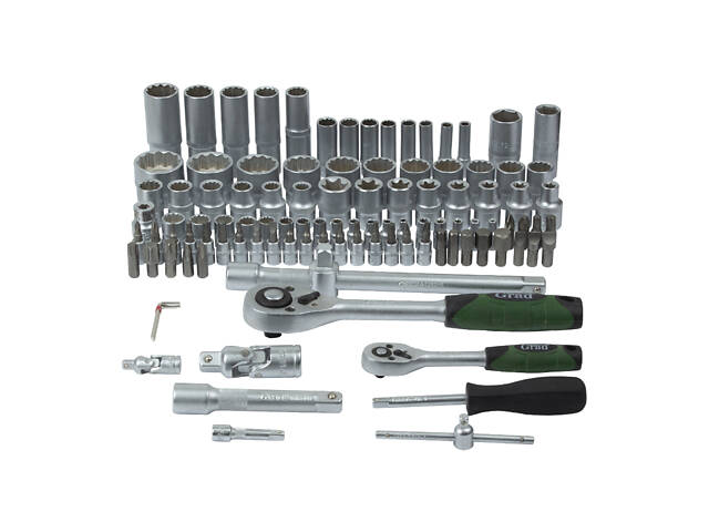 Набір насадок торцевих та біт 1/4', 1/2' 108шт (12 граней) GRAD (6004575) - Фото 7