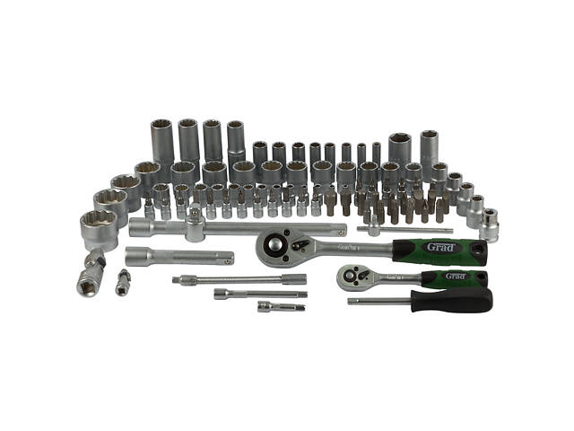 Набір насадок торцевих та біт 1/4', 1/2' 94шт (12 граней) GRAD (6004565) - Фото 7