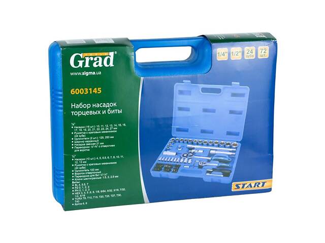 Набор насадок торцевых и биты 1/4', 1/2' 72шт Start GRAD (6003145) - Фото 2