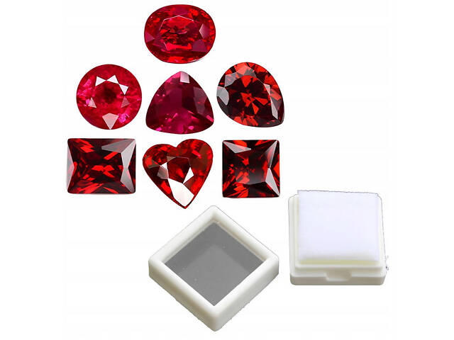 Набір натуральних рубінів із Камбоджі 7 шт 0.5 карата 7×7 мм, кабошони червоного кольору для прикрас і дизайну - Фото 1