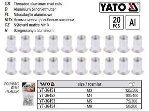 Набор резьбонарезного инструмента алюминий М5 l=12 мм 20 штук YATO YT-36453