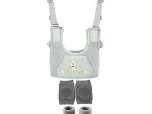 Набор No brand вожжи-ходунки с наколенниками и носочки Серый (vol-9245)