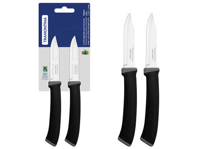 Набір ножів Tramontina Felice Black Vegetable 76 мм 2 шт (23490/203) - Фото 4
