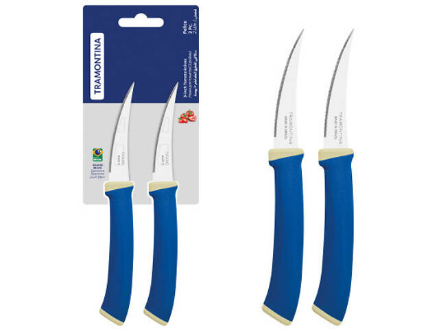 Набір ножів Tramontina Felice Blue Tomato 76 мм 2 шт (23495/213) - Фото 3