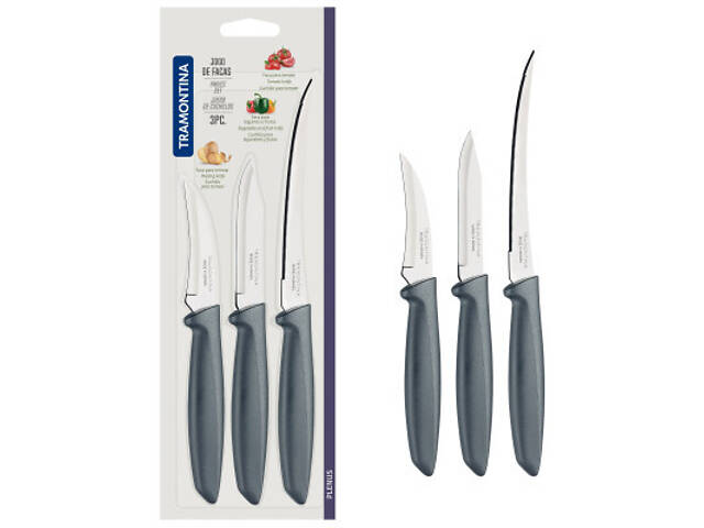 Набір ножів Tramontina Plenus Grey 3 предмети (23498/612) - Фото 2