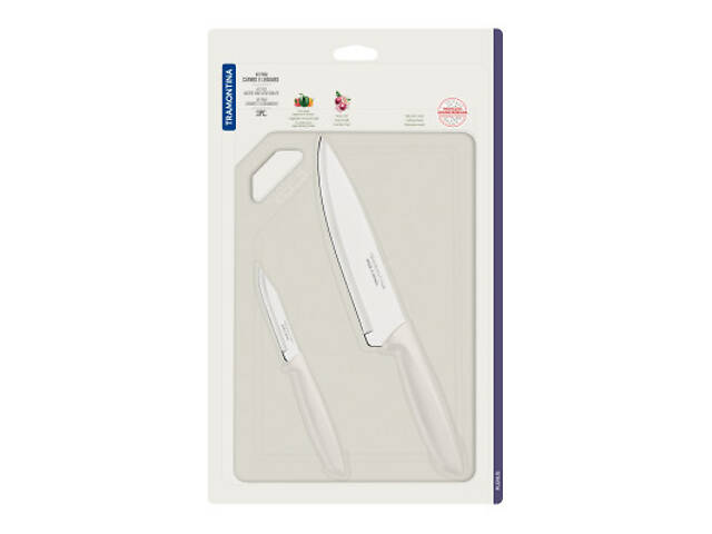 Набір ножів Tramontina Plenus Light Grey 3 предмети (23498/314) - Фото 2