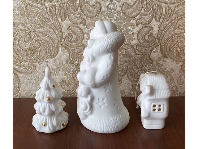 Набір новорічних прикрас-іграшок 'Дід Мороз, Ялинка, Вітряк' кераміка. - Фото 5