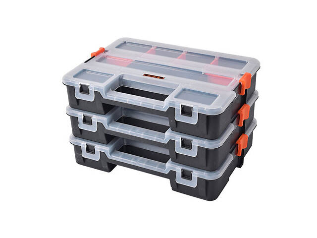 Набір органайзерів 27 відділень 308x220x66мм модульне кріплення пластиковий (компл. 3шт.) [INSBXBXP2320027PT0] Tactix - Фото 1