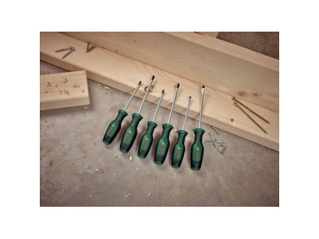 Набір викруток Bosch набір 6шт, SL 4, 6.5 мм, PH1х100 мм, PH2х125 мм, PZ1х100 мм, PZ2х125 мм (1.600.A02.BX7) - Фото 3