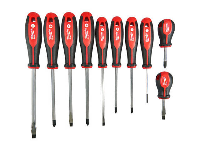 Набір викруток Milwaukee магнітних з тригранною рукояткою PH/PZ/SL 10шт (4932471808) - Фото 1