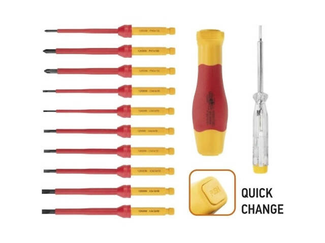 Набір викруток Neo Tools діелектричний бітотримач 1/4', 10 змінних вставок для р (01-308) - Фото 3