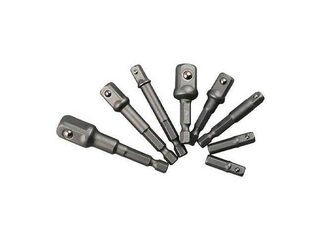 Набор переходников 8шт 1/2, 1/4, 3/8 25-73мм, 6-гранные, для шуруповерта - Фото 1