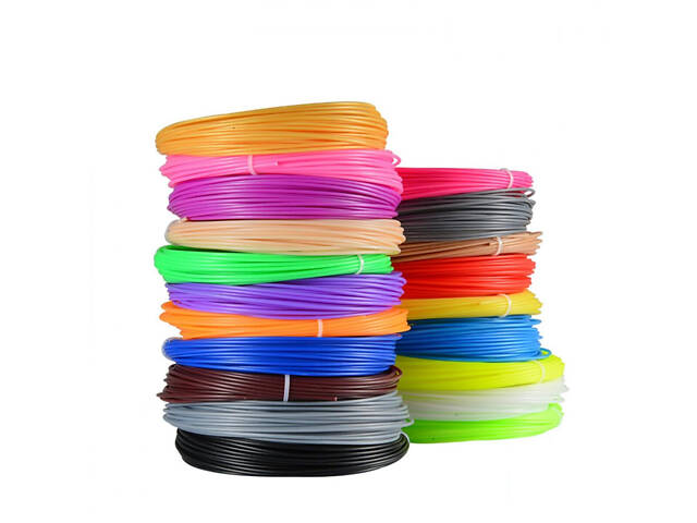 Набір пластикові нитки, пластик для 3D ручок PLA, (довжина 10 метрів одного кольору) Комплект 20 шт. - Фото 1