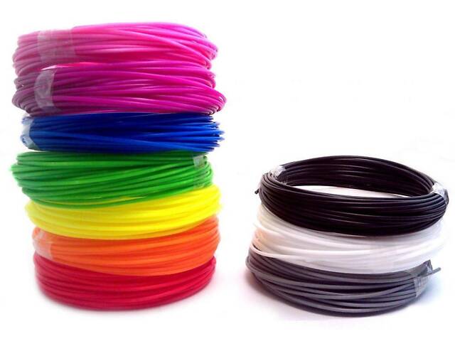 Набір пластикові нитки, пластик для 3D ручок PLA, (довжина 10 метрів одного кольору) Комплект 20 шт. - Фото 2