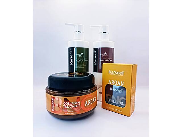 Набор по уходу за волосами Karseell ARGAN COLLAGEN TREATMENT Маска шампунь кондиционер масло для волос
