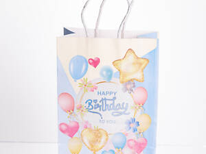 Набор подарочных пакетов из бумаги 12 (шт) Happy Birthday картонные красивые пакеты для подарков 15×8×21 (см) HP-10359-2