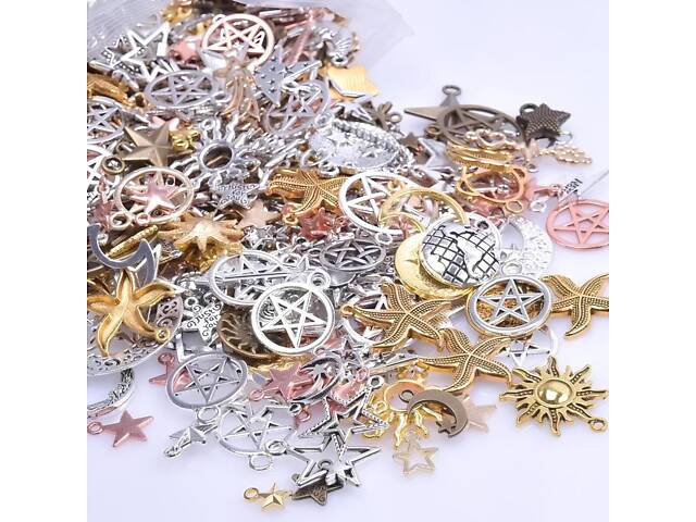 Набор подвесок луна, солнце, звезды RESTEQ 50 шт. Металлические подвески для рукоделия. Набор талисманов - Фото 4