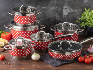 Набір посуду кухонного Edenberg EB-4056 12 предметів червоний