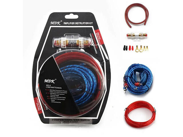 Набір дротів для встановлення саббуфера kit MD 8, набір кабелів для автоакустики - Фото 1
