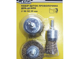 Набір дротяних щіток 3 шт Werk 67355 25, 50, 50 мм