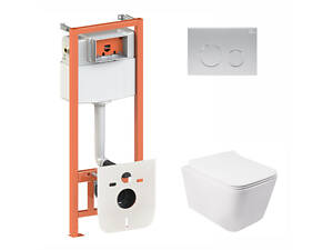 Набір Qtap Інсталяція 3 в 1 Nest Qt0133M425 З Панеллю Змиву Круглою Qt0111M11111Sat + Унітаз З Сидінням Crow Qt05335170