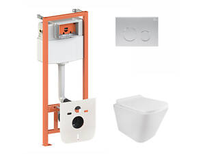 Набір Qtap Інсталяція 3 в 1 Nest Qt0133M425 З Панеллю Змиву Круглою Qt0111M11111Sat + Унітаз З Сидінням Tern Qt1733052E