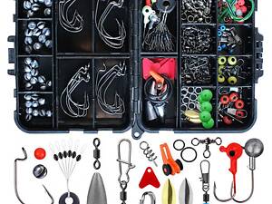 Набор рыболовных снастей для пресноводных рыб 191 шт. Комплект аксессуаров для рыбалки