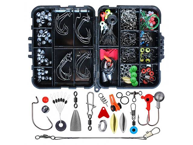 Набор рыболовных снастей для пресноводных рыб 191 шт. Комплект аксессуаров для рыбалки - Фото 1