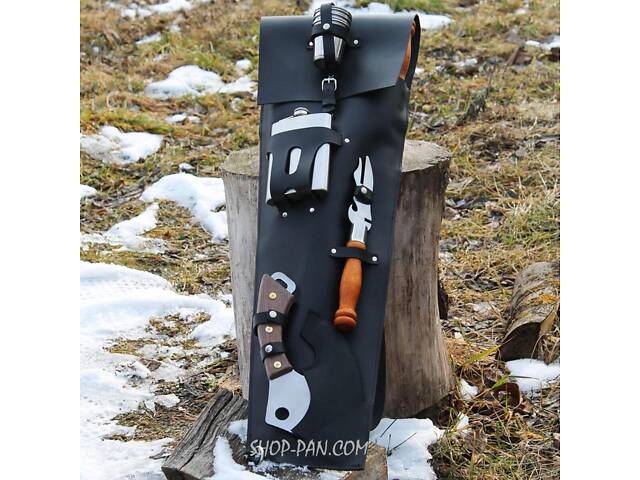 Набір шампурів для гриля в ексклюзивному шкіряному чорному чохлі - Фото 5