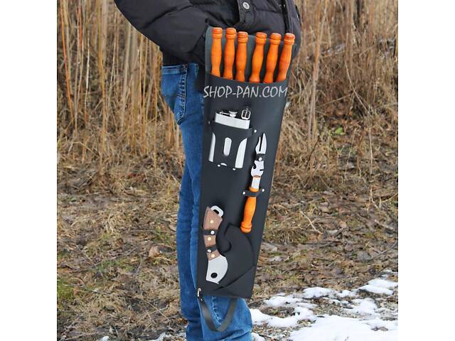 Набір шампурів для гриля в ексклюзивному шкіряному чорному чохлі - Фото 6