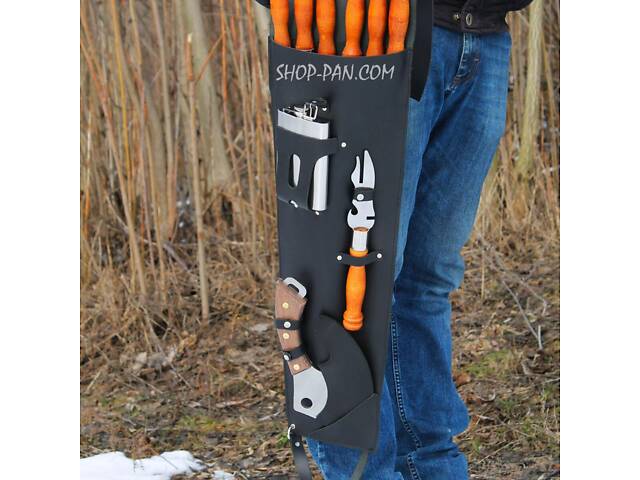 Набір шампурів для гриля в ексклюзивному шкіряному чорному чохлі - Фото 9