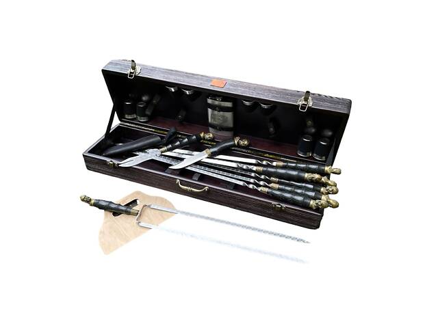 Набір шампурів Козак Gorillas BBQ у дерев'яній коробці. - Фото 1