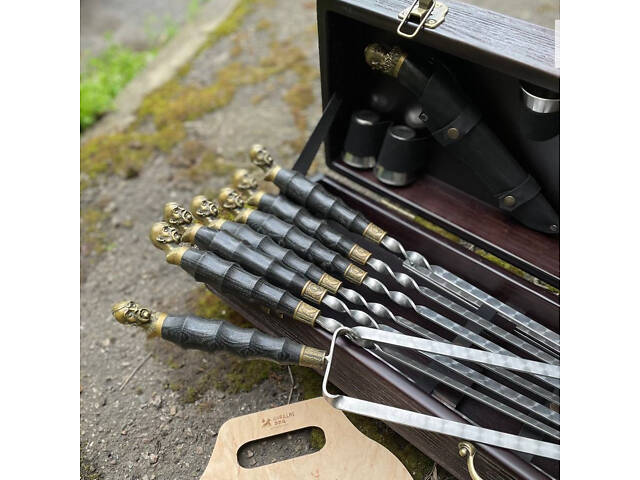 Набір шампурів Козак Gorillas BBQ у дерев'яній коробці. - Фото 3