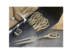 Набір шампурів Люкс Nb Art Лев 6 шт. у закритому сагайді+ подвійний шампур+ вилка 47330129