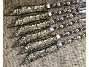 Набір шампурів Люкс у шкіряному сагайні Щука Nb Art 6 предметів 47330073