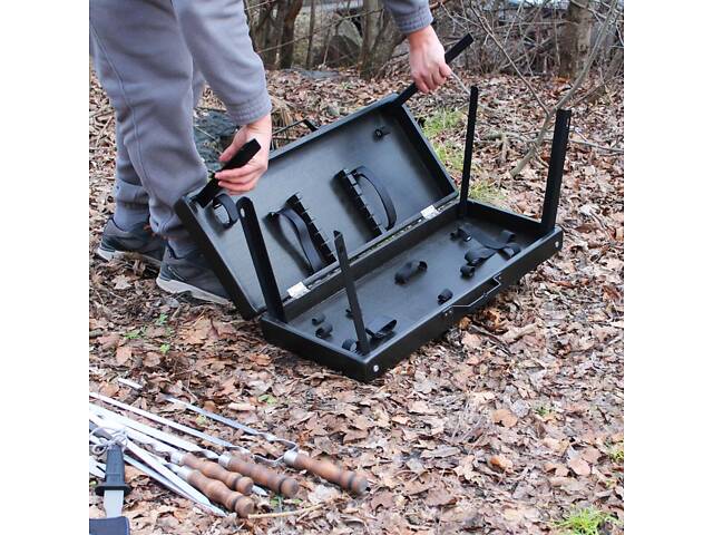 Набір шампурів у дерев'яній коробці 'Буковина' на ніжках. - Фото 3