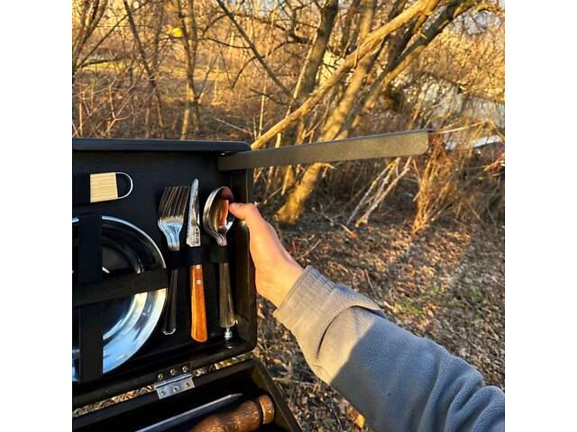 Набір шампурів у дерев'яній коробці 'Буковина' на ніжках. - Фото 6