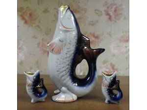 Набір Штоф і 2 рюмочки 'Рибки' 26 см + 8 см Городниця + БОНУС