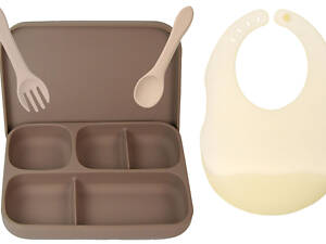 Набор силиконовой посуды 2Life 4 предмета Коричневый/Бежевый (vol-10474)