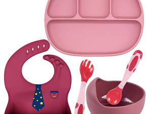 Набор силиконовой посуды 2Life тарелка D5 слюнявчик термочувствительные приборы тарелка для супа Y16 vol-10357