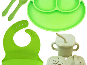 Набор силиконовый посуды 2Life 5 предметов Зеленый (vol-10438)