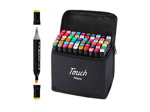 Набор скетч маркеров для рисования Touch 60 шт двусторонние профессиональные фломастеры для художников
