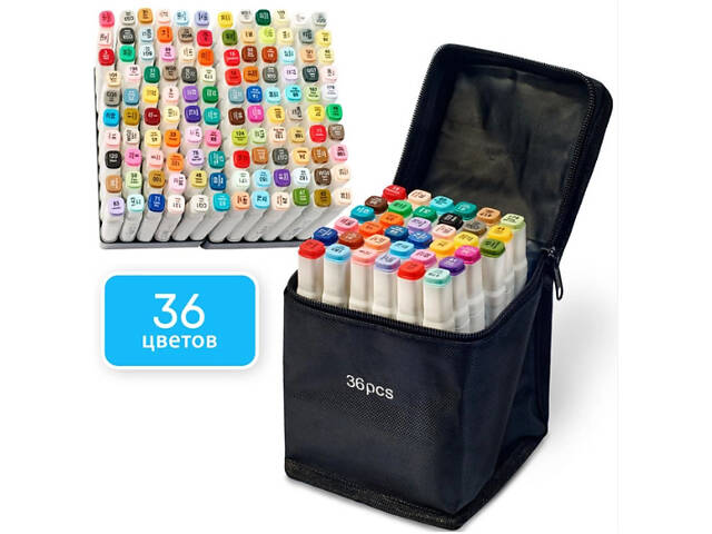 Набір скетч маркерів для малювання Touch Sketch 36 шт двосторонні фломастери чорний корпус - Фото 1