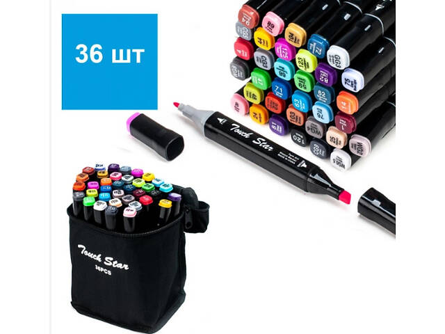 Набір скетч маркерів для малювання Touch Sketch 36 шт двосторонні фломастери чорний корпус - Фото 3