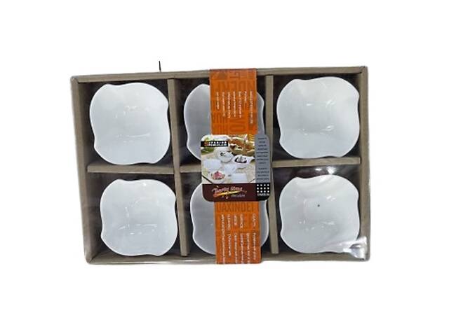 Набір соусників Stenson R-90525 25.5х17х3.5 см 6 предметів білий - Фото 1