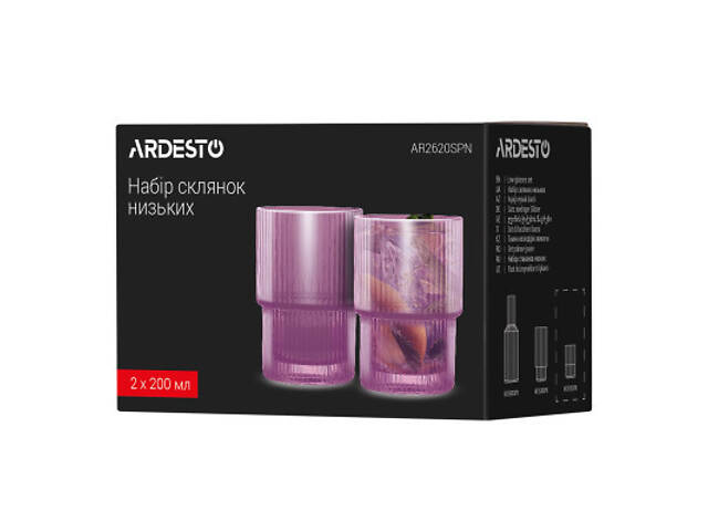 Набор стаканов Ardesto 200мл, 2шт, скло, рожевий (AR2620SPN) - Фото 7