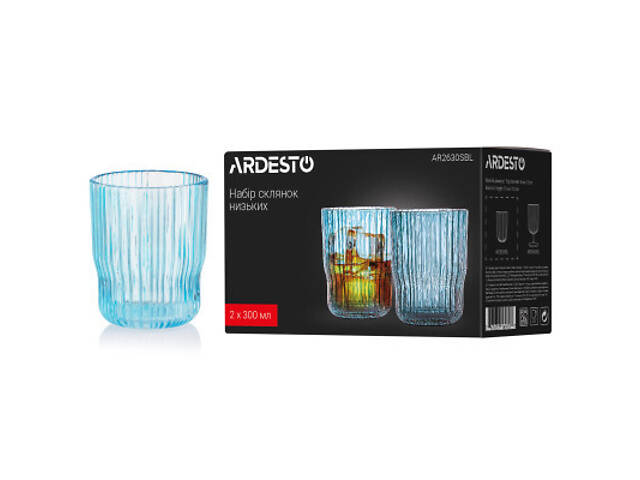 Набор стаканов Ardesto 300мл, 2шт, скло, блакитний (AR2630SBL) - Фото 5