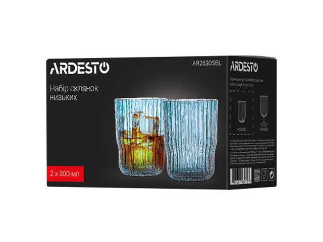 Набор стаканов Ardesto 300мл, 2шт, скло, блакитний (AR2630SBL) - Фото 6