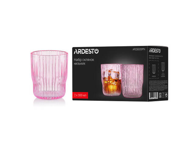 Набор стаканов Ardesto 300мл, 2шт, скло, рожевий (AR2630SPN) - Фото 5