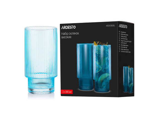 Набор стаканов Ardesto 380мл, 2шт, скло, блакитний (AR2638SBL) - Фото 6